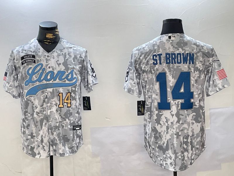 Men Detroit Lions #14 St Brown Nike Arctic Camo 2024 Salute to Service Limited NFL Jersey style 3->detroit lions->NFL Jersey